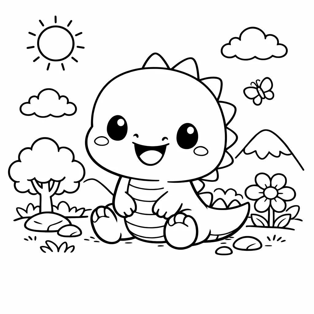 Сладък динозавър в природата – оцветяване