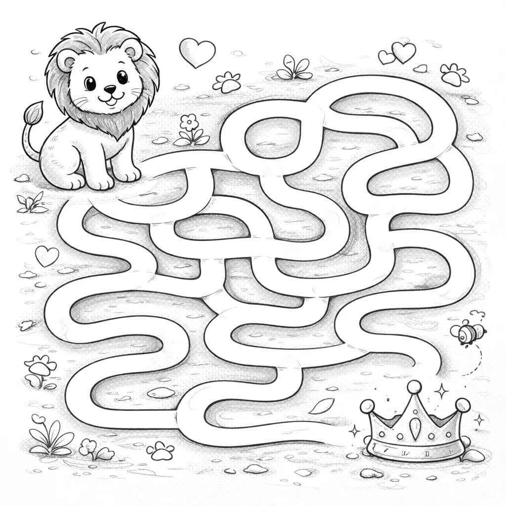 Labirinto con leoncino e corona