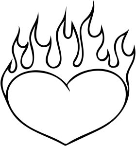 Пламтящо сърце * Картинка за оцветяване