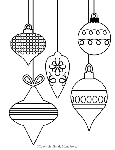 Коледни играчки * Картинка за оцветяване