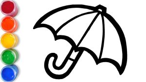 Рисуване на чадър и оцветяване с блестящи боички