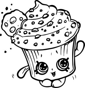 Page de coloriage imprimable de Shopkins * Cupcake en tasse * Pour filles