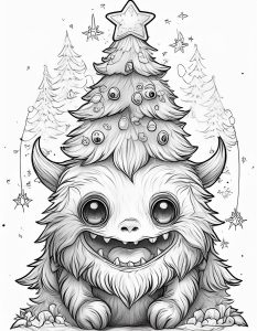 Елхичка чудовище * Коледна картинка за оцветяване