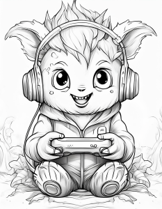 Página para Colorear de un Monstruo Gamer * Imprimible
