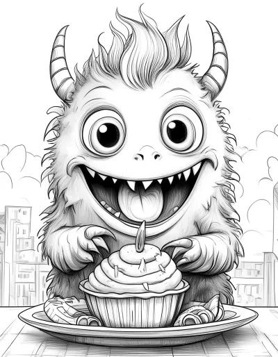 Гладно чудовище * Рисунка за оцветяване