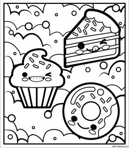 Page de Coloriage à Imprimer * Doodles de Gâteaux et Cupcakes