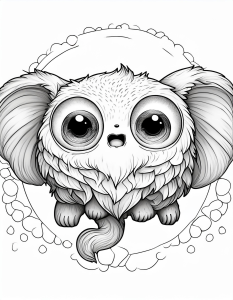 Página para Colorear de un Monstruo Volador con Orejas Grandes para Imprimir