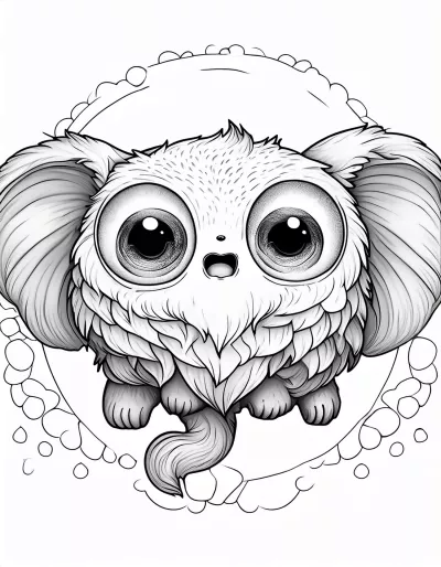 Рисунка на летящо чудовище с големи уши за принтиране и оцветяване