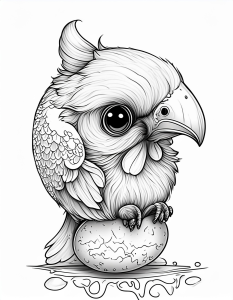 Página para Colorear Imprimible de un Pollo Enojado