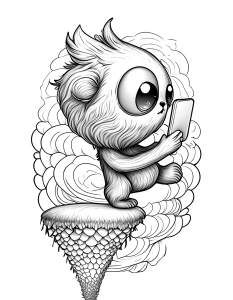 Página para Colorear de un Monstruo con Teléfono * Imprimible