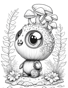 Página para Colorear de un Monstruo Champiñón * Imprimible