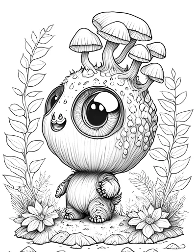Гъбено чудовище * Рисунка за оцветяване