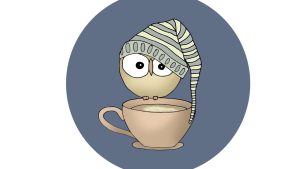 Рисуване на бухалче, стъпило на чаша с кафе