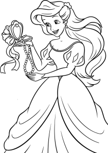 Página para Colorear Imprimible de una Princesa con Cabello Largo