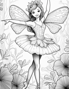 Página para Colorear Imprimible de un Hada Bailarina