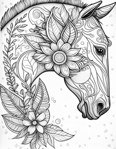 Page à Colorier Imprimable d’un Beau Cheval