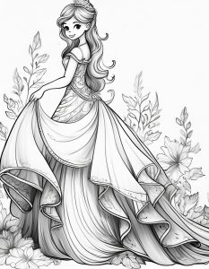 Принцеса с дълга коса и красива дълга рокля