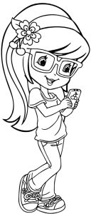 Момиченце с мобилен телефон * Картинка за принтиране и оцветяване