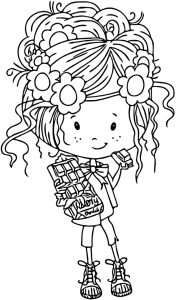 Момиченце с шоколад * Картинка за принтиране и оцветяване