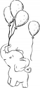 Рисунка за оцветяване * Слонче с балони