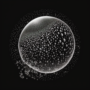 Siyah bir arka plan üzerinde baloncuklardan yapılmış bir baloncuk çizimi *