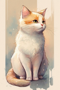 Suluboya ile bir yavru kedi çizimi