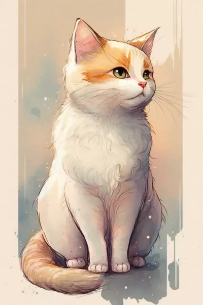 Рисунка на котенце с водни бои