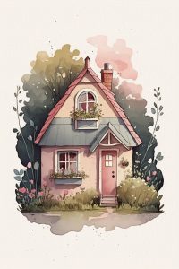 Suluboya ile bir evin çizimi