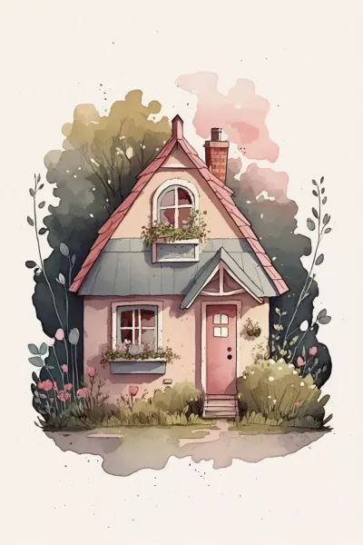 Рисунка на къща с водни бои