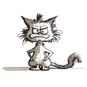 Рисунка на сърдит котарак