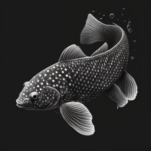 Siyah bir arka plan üzerinde balık çizimi