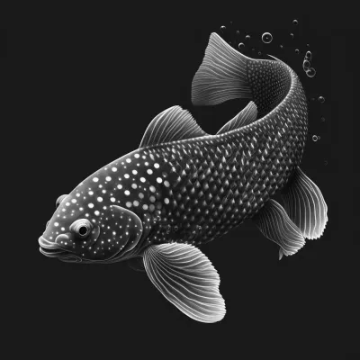 Рисунка на риба на черен фон