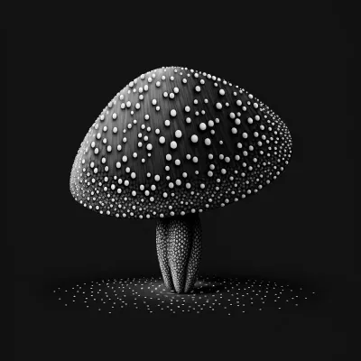 Рисунка на гъба на черен фон * поглед отгоре