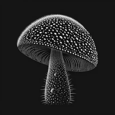 Рисунка на гъба на черен фон * поглед отдолу