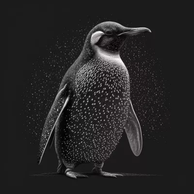 Рисунка на пингвин на черен фон