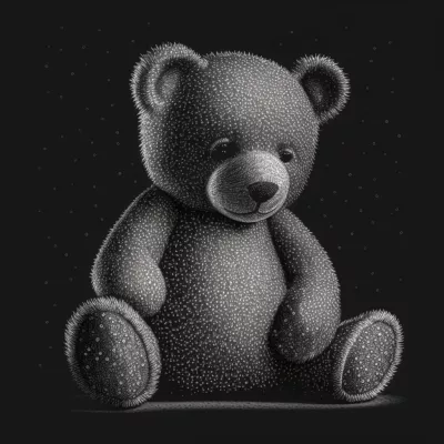 Рисунка на плюшено мече на черен фон
