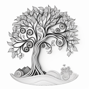 Page de coloriage pour adultes * Dessin d’arbre à imprimer