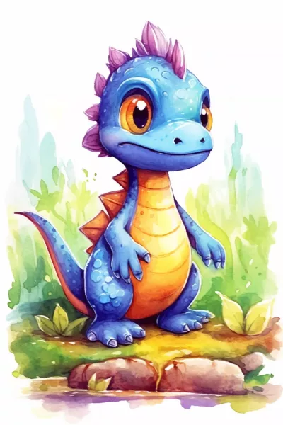 Рисунка с водни бои * Бебе динозавър