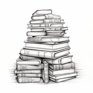 Page de coloriage imprimable pour adultes * Pile de livres