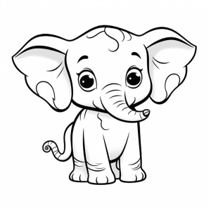 Ausmalbild eines kleinen süßen Elefanten