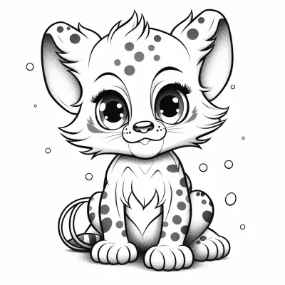 Ausmalbild einer kleinen süßen Hyäne