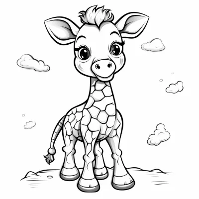 Ausmalbild eines süßen kleinen Giraffenkindes