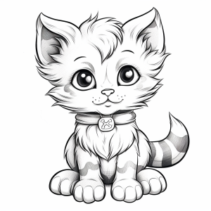 Ausmalbild eines kleinen süßen Kätzchens