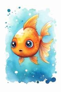 Küçük sarı balık * Su boyaları ile çizim