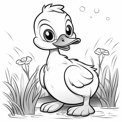 Ausmalbild eines Entenkükens