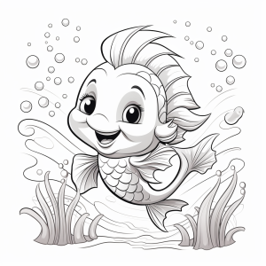 Free Coloring Page featuring a Fish * Summer Theme