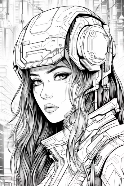 Рисунка на момиче от бъдещето * Оцветяване за възрастни