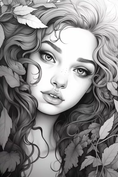 Красиво горско момиче * Рисунка за оцветяване