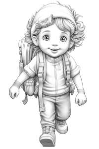 Момченце с раница * Рисунка за оцветяване