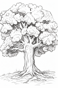 Раскраска Дубового Дерева для Печати